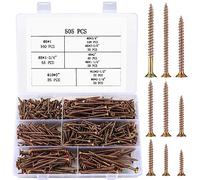 505 Pcs Screws for Wood Screws, Self Tapping Screws Assortment Kit, Cross Flat Head Countersunk Chipboard Machine Drywall Concrete Screws, Zinc-Plated Pozi Drive Head Wood Screw Set (505Pcs)