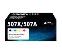 507X 507A Toner Cartridge 4-Pack Compatible for HP 507A 507X CE400X CE400A CE401A CE402A CE403A for HP LaserJet Enterprise 500 Color M551 M551n M551dn M551xh M570dn M570dw M575f Printer