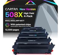 508X 508A Toner Cartridges Set 4 Pack High Yield M553 Compatible Replacement for HP 508X 508A CF360X CF361X CF362X CF363X New Version for Enterprise M553n M553x M553dn M577 Printer Ink (B/C/Y/M)