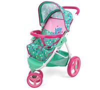 509 Crew Baby Alive: Doll Jogging Stroller - Green, Pink, Hearts - Accessory for Dolls Up to 24", Foldable Design, Retractable Canopy, Storage, Kids Toy Age 3+