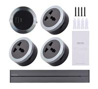 50CM/19.7Inch Track Power Strip With 3 Sockets & USB - Wall Mounted 8000W Sliding Rail Outlet For Kitchen Bedroom Living Room (Universal Plug 13A)