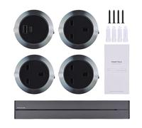 50CM/19.7Inch Track Power Strip With 3 Sockets & USB - Wall Mounted 8000W Sliding Rail Outlet For Kitchen Bedroom Living Room (GB Plug)