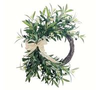 50cm/20inch Winter Olive Wreath for Front Door, Green Wreath All Year, Outdoor Lifelike Artificial Small Door Wreath Decoration for Farmhouse, Wedding, Window, Wall, Fireplace (Green 2)