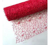 50cm * 4.5m Flower Wrapped Yarn DIY Handmade Floral Products Jacquard Hollow Mesh Yarn Packaging Paper(Red)