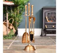 50cm Antique Brass Finish Fireplace Accessories Companion Set - Fireside Tools with Poker, Tongs, Brush - Elegant and Functional Fireside Companion Set for Home Decor