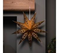 50cm Battery Powered Gold Origami Hanging Christmas Star with LEDs