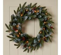 50Cm Blizen Natural Pre-Lit Christmas Wreath - Green