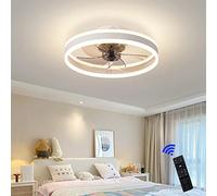50cm Ceiling Fans with Lights and Remote Control,Modern LED Dimmable Ceiling Fan Light with 6 Speeds,3 Color Temperature,Timer,Fan Light Ceiling Fan Lamp for Bedroom Small Space (White)