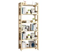 50cm Deep Solid Wood Printer Stand, Adjustable Tall Bookcase, Multi-functional Plant Display & Kitchen Storage Rack for Home Office, Space-Saving Natural Finish (80x50x162cm)