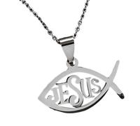 50cm Elegant Fish Necklace Ichthys Pendant Necklace Stainless Steel Texture Party Accessory For Party Fashion
