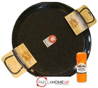 50cm Enamelled Traditional Paella Pan + 50g Jar of Paella Colouring