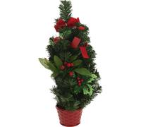 50cm Festive Table Desk Top Artificial Christmas Tree With Red Pot And Decorations