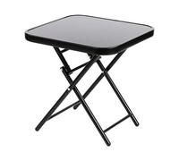 Thrink 50cm Foldable Coffee Table - Small Square Patio Table | Super Robust Powder Coated Metal Frame With Tempered Glass Top | Non-slip Feet | Variety Of Uses