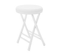 50cm Folding Round Stool Padded Bar Stool for Kitchen & Home Lightweight & Portable Max Load 150kg Ideal for Indoor & Outdoor Use (White)