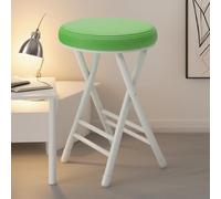 50cm Folding Stool for Home Round Padded Bar Chair Portable Kitchen Seat Camping Stool Max Load 150kg Dark Green Space Saving Design Lightweight &