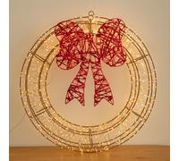 50cm Galaxy Light Up Christmas Wreath 1440 Warm White LEDs Red Bow