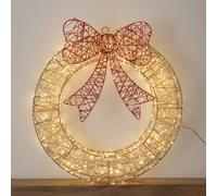 50cm Gold Light Up Christmas Wreath 600 Warm White LED Timer
