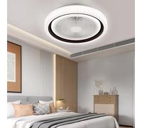 50CM LED Ceiling Fan with Lights Remote Control 6 Speed Dimmable Indoor Bedroom, 3000K-6000K Dimmable Smart Fan Ceiling Light, Small Ceiling Fan with Light for Bedroom, Kitchen, Bathroom (Black&White)