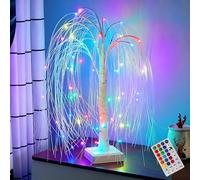 50CM LED Willow Tree Light, RGB 16 Color Glowing Branch Table Lamp with Remote Control, 7 Lighting Modes, Fibre Optic Lamp Night Light, Artificial Lighted Twig Willow Tree for Christmas Home Decor