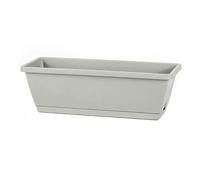 50cm Long Garden Trough Planter with Drip Tray, Grey Weatherproof Window Sill Plant Pot, Outdoor Balcony Box for Herbs Flowers Strawberries, Plastic Rectangular Planters for Outside (Dark Gray)
