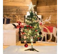 50CM Mini Christmas Tree with LED Lights Battery Powered Tabletop Xmas Tree with Decorations for Home Office Desk Festive Decor