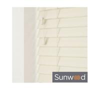 50Cm Misty White Faux Wood Venetian With Strings 120Cm Drop