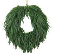 50cm Plastic Holiday Wreath UV Resistant Green Garland | Handmade rustic design, lightweight plastic, vibrant green color, for ideal for festive indoor entryways