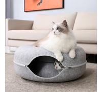 50cm Round Felt Cat Tunnel Bed, Cave Bed for Small Pets