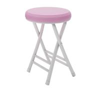50cm Round Folding Stool Cushioned Bar Chair Portable Lightweight for Kitchen Home & Outdoor Max Load 150kg Ideal for Dining & Events (Pink)