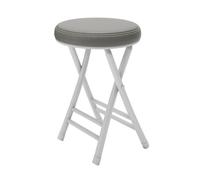 50cm Round Folding Stool Padded Bar Chair for Kitchen & Home Lightweight & Portable Max Load 150kg Ideal for Dining & Events (Grey+White)