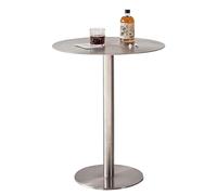 50cm Round Outdoor Bistro Table - Waterproof Metal Base Cocktail Table for Living Room, Coffee Shop, Balcony & Patio - Stylish Stainless Steel Bar Table in Silver