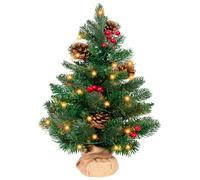 50CM Small Christmas Tree Mini Xmas Trees Artificial Table Top Christmas Tree with LED Lights, Pine Cones for Office Bedroom Desktop Decorations Indoor Outdoor Holiday Decoration