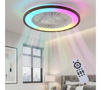50cm Smart RGB Ceiling Fan with Lights APP & Remote Control,7 RGB & 3 CCT | Dimmable,6 Speed Quiet DC Motor,Timer Memory Reversible Low Profile Fan Light Ceiling for Bedroom Living Room Dining Room