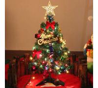 50cm Tabletop Xmas Tree, Artificial Mini Christmas Pine Tree with LED String Lights & Ornaments
