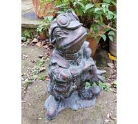 50cm Tall Toad Sculpture from Wind in the Willows, cast in Aluminium Garden Ornament with an aged verde hand finish