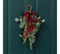 50cm Teardrop Wreath (Swag) with Red Velvet Bow Scottish Everlastings Ltd Red One Size