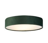 3 Light Green Velvet Fabric Shade Flush Fitting Ceiling Light with Opal Diffuser