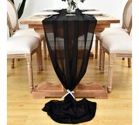 50CM Wide Black Voile Fabric Wedding Deco, Drape, Chair sash DIY Material (1 Meter)