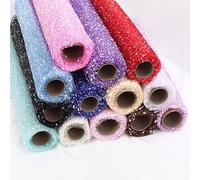 50cm x 3.6m Flower Wrapping Mesh Paper DIY Snow Dot Yarn Floral Bouquet Gift Packaging Materials Craft Net Paper Florist Supplies Holiday Wedding Birthday Decoration (beige,1 Roll 19.7inch x 4Yard)