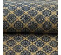50cm x 70cm Moroccan Blue 100% Vegan Real Natural Printed Cork Fabric from Portugal Durable Flexible Easy Sewing Cruelty Free, Soft to Touch Bag Making, Dressmaking, Purses