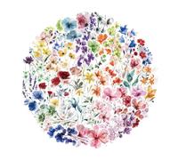 50Counts Aesthetic Flower Sticker Water Resistant PET Sticker for Scrapbooking Laptop Journal Phone Covers Album Luggage Waterproof Floral Sticker