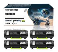 50F1H00 Toner Cartridge Compatible with Lexmark MS310d MS310dn MS312dn MS315dn MS410d MS410dn Printers, Replacement Parts Contains Chip and Clear Printing/260(4 Pack Black)