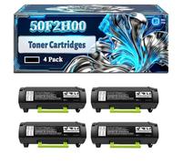 50F2H00 Toner Cartridges Compatible for Lexmark MS310d MS310dn MS310dw MS410d MS410dn Printers, With Chip Large Capacity 6000 Pages (4 Pack Black)