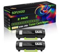 50F2X00 Compatible for Lexmark Toner Cartridges with Chip MS410d MS410dn MS510dn MS610de MS610dn Printers (2-Pack Black)