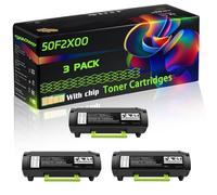 50F2X00 Compatible for Lexmark Toner Cartridges with Chip MS410d MS410dn MS510dn MS610de MS610dn Printers (3 Pack Black)
