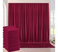 50ft×10ft Burgundy Wrinkle Free Backdrop Curtains for Parties, 10 Panels 5×10ft Soft Silky Wine Red Photo Backdrop Drapes for Birthday Party Baby Shower Wedding Mother's Day Photography