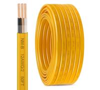 50FT 12/2 NM-B Wire with Ground - 12 Gauge 2 Conductor Solid Copper Residential Indoor Electrical Cable for Home Outlets, Switches, Lighting Circuits and Wiring