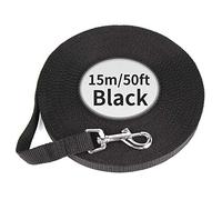 50ft (15M) Dog & Horse Training Lunge Lead. Dog Leads Training Leash for Camping Tracking Obedience Backyard Play 15m 50ft Long Nylon (15m / 50 Foot, Black)