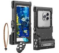 50ft/15m Waterproof Diving Snorkeling Phone Case with Bluetooth Control for iPhone 16/15/14/13/12/11 Pro/Pro Max/XS/X Samsung Galaxy S24/S23/S22/S21 Scuba Underwater Photo Video Housing Black