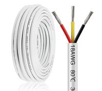 50FT 18 Gauge Wire 3 Conductor, 18AWG Electrical Wire, 18/3 Oxygen Free Stranded Tinned Copper Wire, Insulated Low Voltage Cable for LED Lamps Lights Automotive